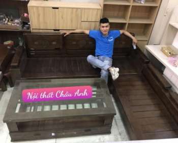 Sofa Góc L Gỗ Sồi Nga Tại Nhà Anh Lương Thông Ở Hợp Thành yên Thành Nghệ An FB 104